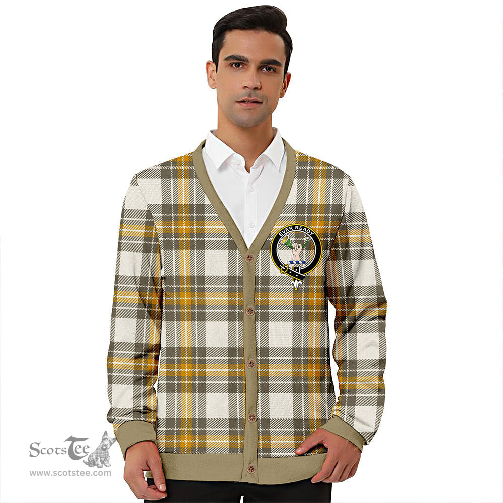 Scottish Burns Ancient Clan Crest Tartan V neck Knitted Fleece Cardigans