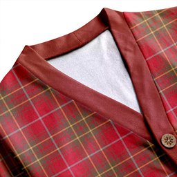 Scottish Burnett Weathered Clan Crest Tartan V neck Knitted Fleece Cardigans