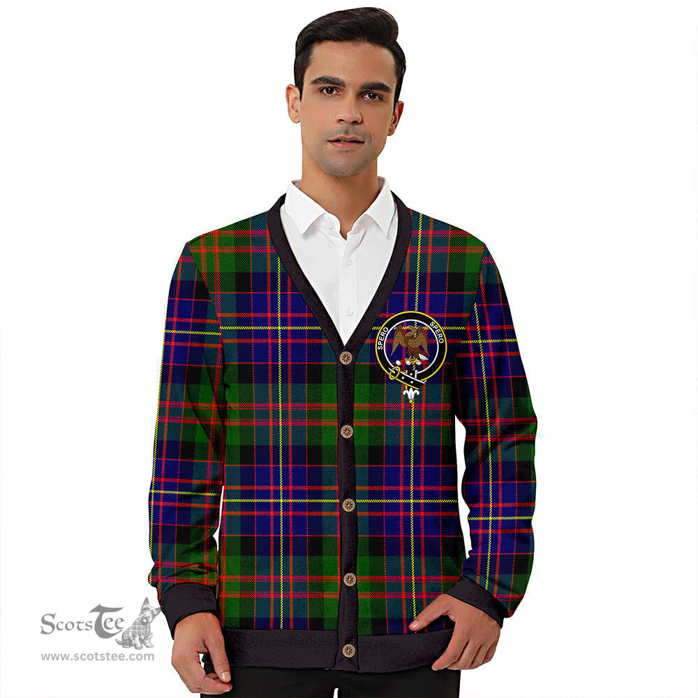 Scottish Chalmers Modern Clan Crest Tartan V neck Knitted Fleece Cardigans