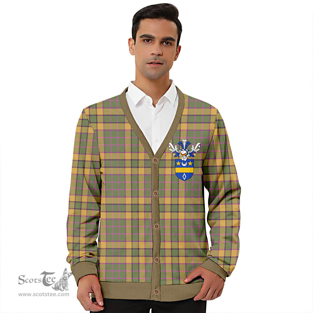 Scottish Blackwood Weathered Clan Crest Tartan V neck Knitted Fleece Cardigans