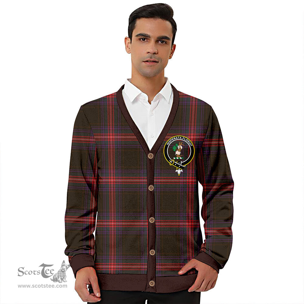 Scottish Braveheart Warrior (Watt #2) Weathered Clan Crest Tartan V neck Knitted Fleece Cardigans