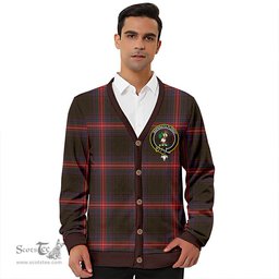 Scottish Braveheart Warrior (Watt #2) Weathered Clan Crest Tartan V neck Knitted Fleece Cardigans