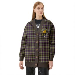 Scottish Campbell of Argyll 1815 Weathered 2 Clan Crest Tartan V neck Knitted Fleece Cardigans