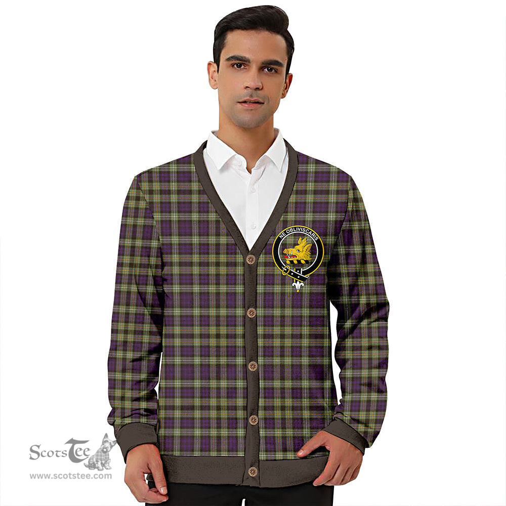 Scottish Campbell of Argyll 1815 Weathered 2 Clan Crest Tartan V neck Knitted Fleece Cardigans