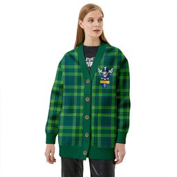 Scottish Blackwood Modern Clan Crest Tartan V neck Knitted Fleece Cardigans