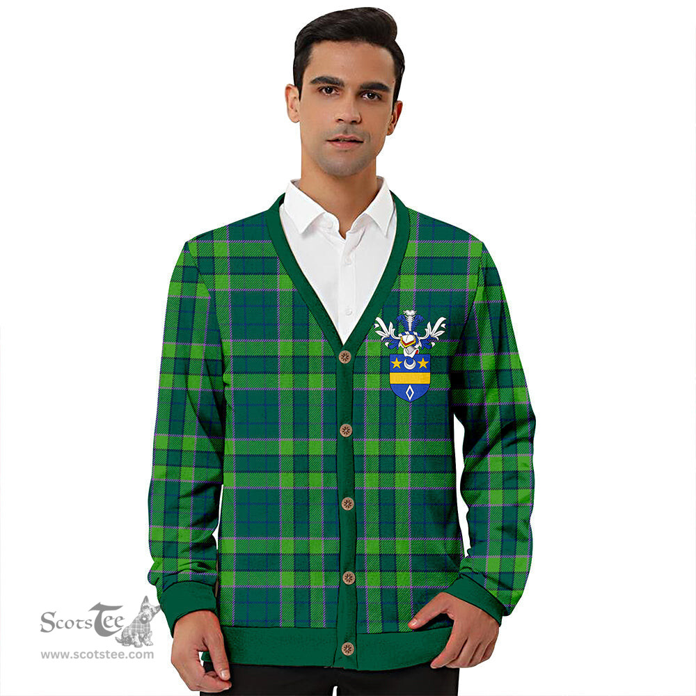 Scottish Blackwood Modern Clan Crest Tartan V neck Knitted Fleece Cardigans
