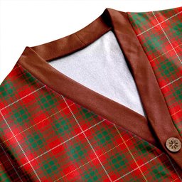 Scottish Bruce Ancient Clan Crest Tartan V neck Knitted Fleece Cardigans