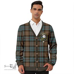 Scottish Campbell of Cawdor Weathered 2 Clan Crest Tartan V neck Knitted Fleece Cardigans