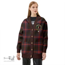 Scottish Braveheart Warrior (Watson #2) Weathered Clan Crest Tartan V neck Knitted Fleece Cardigans