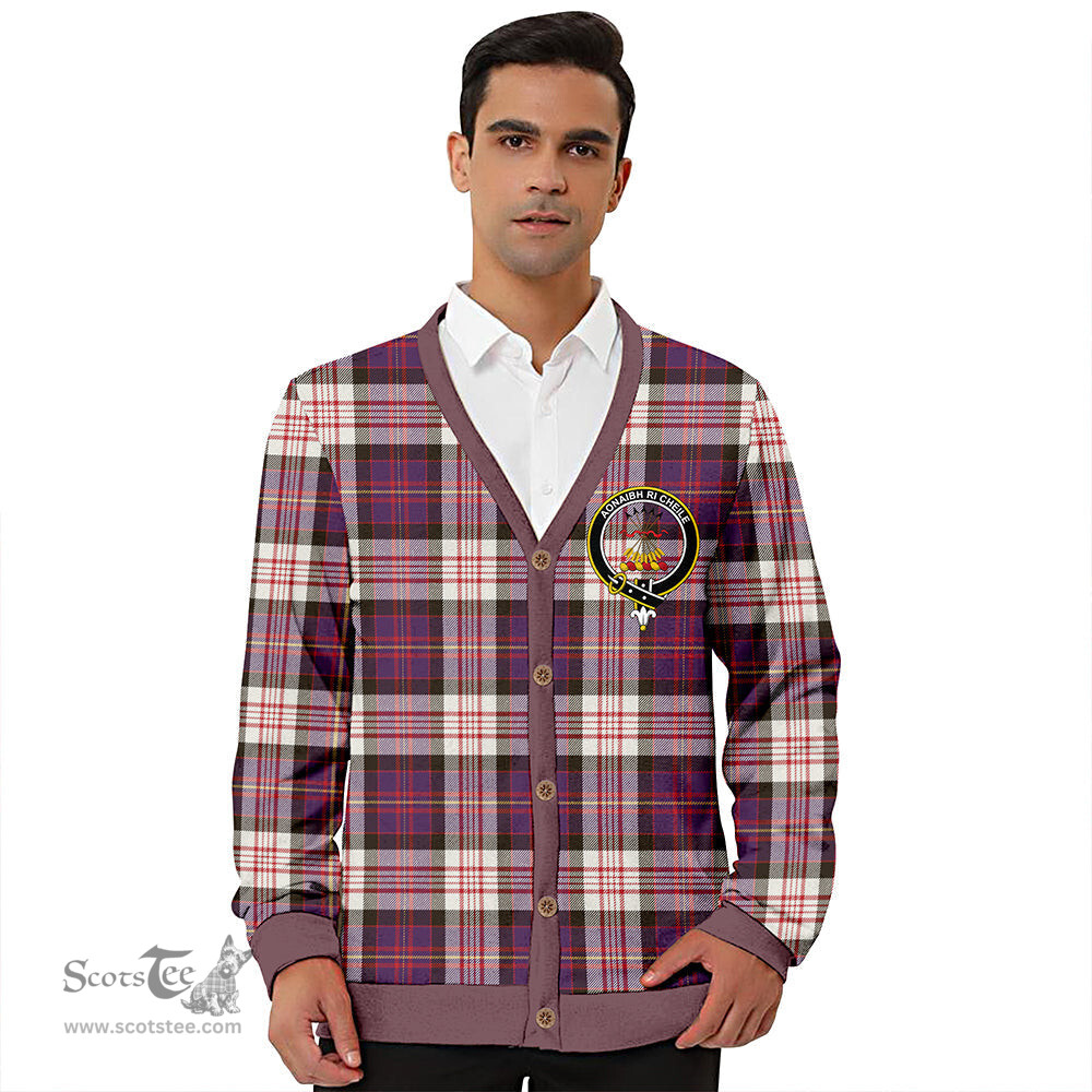 Scottish Cameron of Erracht Dress #2 Weathered 2 Clan Crest Tartan V neck Knitted Fleece Cardigans