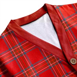 Scottish Burnett of Leys Ancient Clan Crest Tartan V neck Knitted Fleece Cardigans