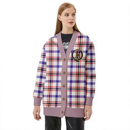 Scottish Boswell Dress Modern Clan Crest Tartan V neck Knitted Fleece Cardigans