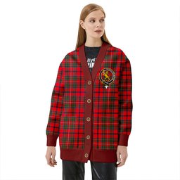 Scottish Brown of Castledean (Broun of Castledean) Modern Clan Crest Tartan V neck Knitted Fleece Cardigans
