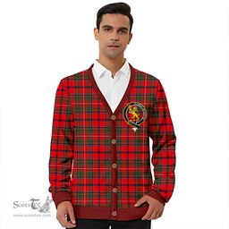 Scottish Brown of Castledean (Broun of Castledean) Modern Clan Crest Tartan V neck Knitted Fleece Cardigans