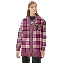Scottish Cameron of Erracht Dress #2 Ancient 2 Clan Crest Tartan V neck Knitted Fleece Cardigans