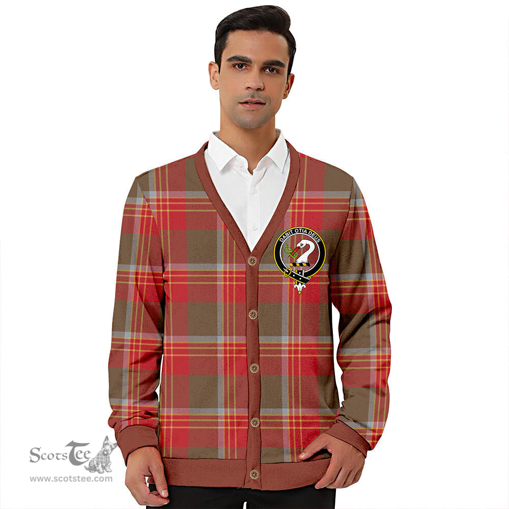 Scottish Brisbane Weathered Clan Crest Tartan V neck Knitted Fleece Cardigans