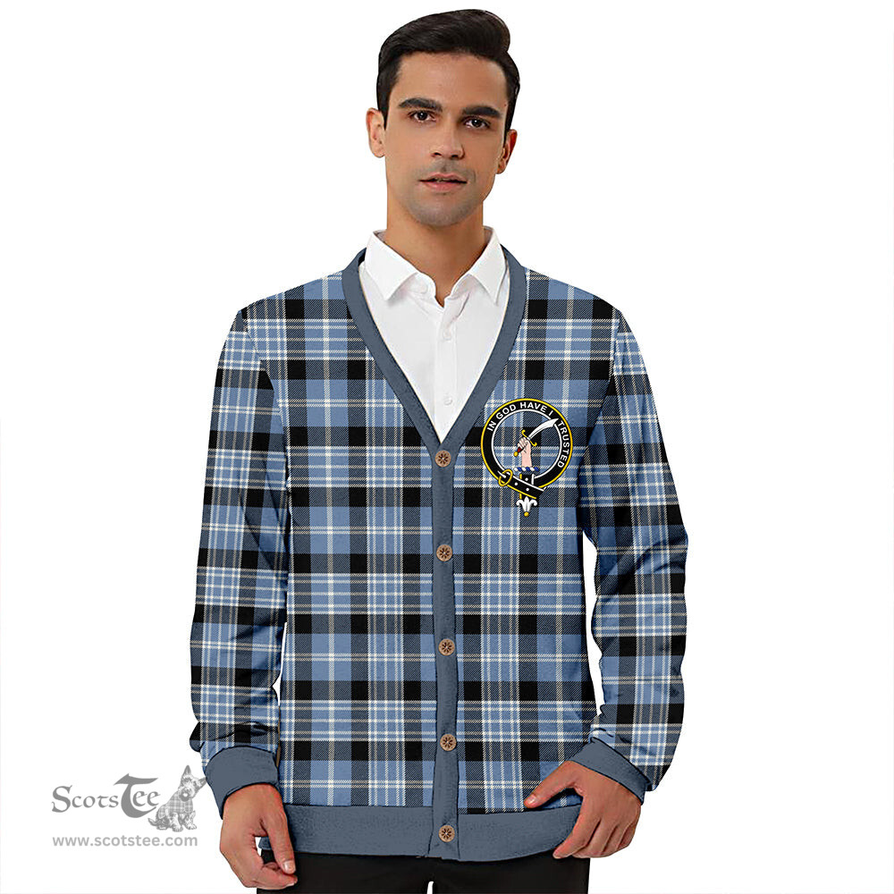 Scottish Clark Ancient Clan Crest Tartan V neck Knitted Fleece Cardigans