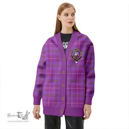 Scottish Bryson Ancient Clan Crest Tartan V neck Knitted Fleece Cardigans