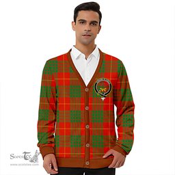 Scottish Cameron Ancient Clan Crest Tartan V neck Knitted Fleece Cardigans