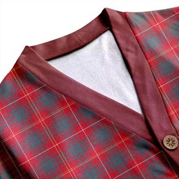 Scottish Bruce Weathered Clan Crest Tartan V neck Knitted Fleece Cardigans