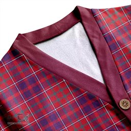 Scottish Cameron of Locheil Weathered 2 Clan Crest Tartan V neck Knitted Fleece Cardigans