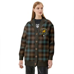 Scottish Campbell of Lochawe Weathered 2 Clan Crest Tartan V neck Knitted Fleece Cardigans