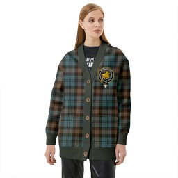 Scottish Campbell of Glenlyon Weathered 2 Clan Crest Tartan V neck Knitted Fleece Cardigans