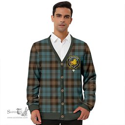 Scottish Campbell of Glenlyon Weathered 2 Clan Crest Tartan V neck Knitted Fleece Cardigans