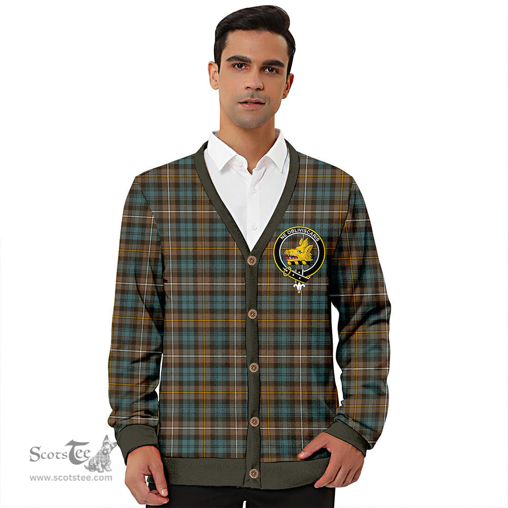 Scottish Campbell of Argyll Weathered 2 Clan Crest Tartan V neck Knitted Fleece Cardigans