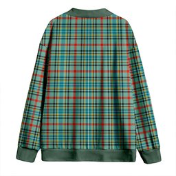 Scottish Bisset Ancient Clan Crest Tartan V neck Knitted Fleece Cardigans