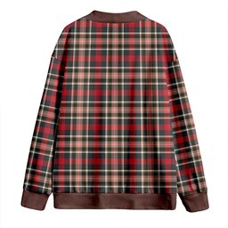 Scottish Bruce of Kinnaird Weathered Clan Crest Tartan V neck Knitted Fleece Cardigans