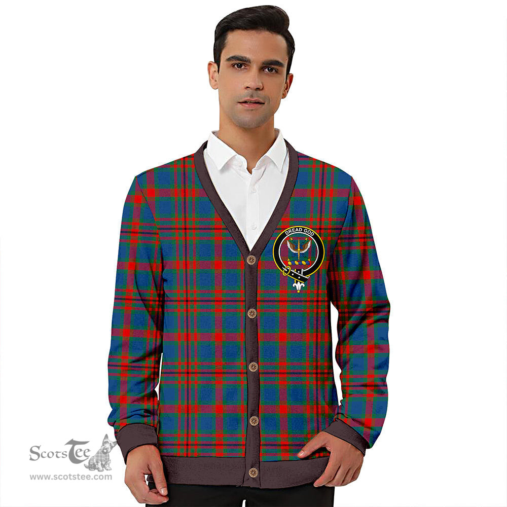 Scottish Carnegie Modern Clan Crest Tartan V neck Knitted Fleece Cardigans