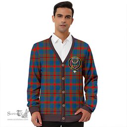 Scottish Carnegie Modern Clan Crest Tartan V neck Knitted Fleece Cardigans