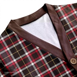 Scottish Black (DCD) Weathered Clan Crest Tartan V neck Knitted Fleece Cardigans