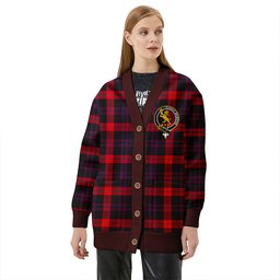 Scottish Brown (Broun) Modern Clan Crest Tartan V neck Knitted Fleece Cardigans