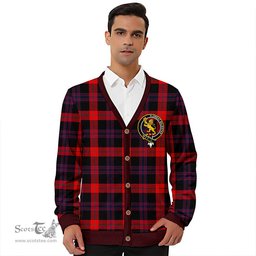 Scottish Brown (Broun) Modern Clan Crest Tartan V neck Knitted Fleece Cardigans