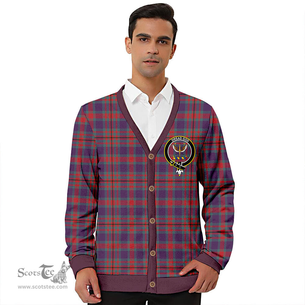 Scottish Carnegie Weathered Clan Crest Tartan V neck Knitted Fleece Cardigans