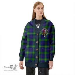 Scottish Boyle Clan Crest Tartan V neck Knitted Fleece Cardigans
