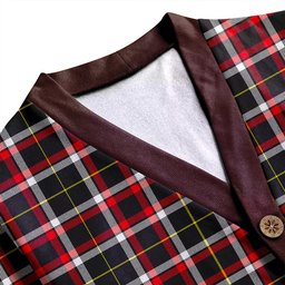 Scottish Black (DCD) Modern Clan Crest Tartan V neck Knitted Fleece Cardigans