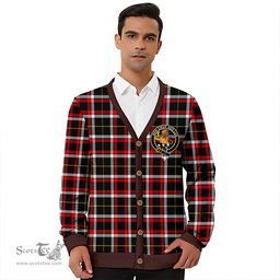 Scottish Black (DCD) Modern Clan Crest Tartan V neck Knitted Fleece Cardigans