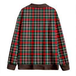 Scottish Bruce of Kinnaird Modern Clan Crest Tartan V neck Knitted Fleece Cardigans
