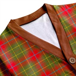 Scottish Burnett of Powis Modern Clan Crest Tartan V neck Knitted Fleece Cardigans
