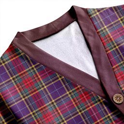Scottish Bethune Weathered Clan Crest Tartan V neck Knitted Fleece Cardigans