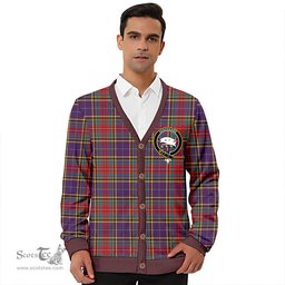 Scottish Bethune Weathered Clan Crest Tartan V neck Knitted Fleece Cardigans