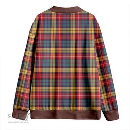 Scottish Buchanan Weathered Clan Crest Tartan V neck Knitted Fleece Cardigans