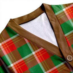 Scottish Brisbane Ancient Clan Crest Tartan V neck Knitted Fleece Cardigans
