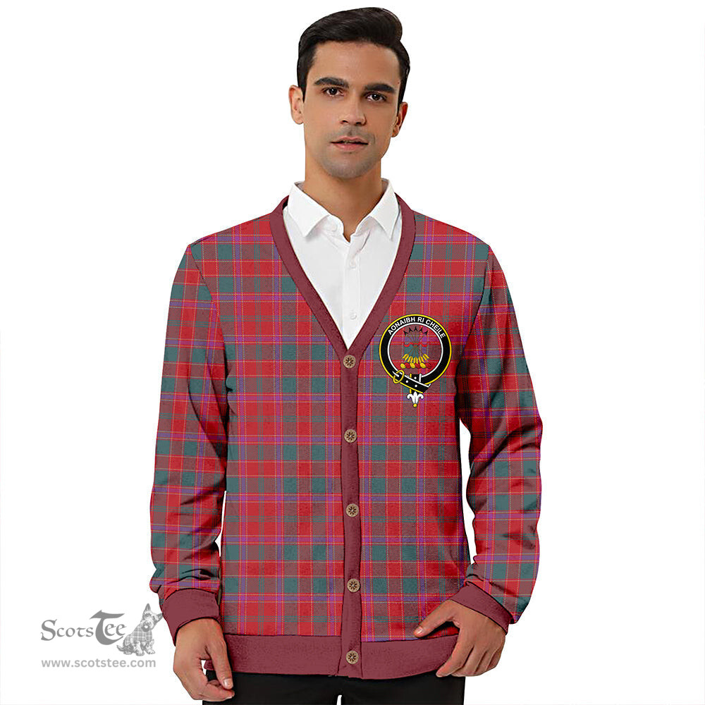 Scottish Cameron of Lochiel #2 Weathered 2 Clan Crest Tartan V neck Knitted Fleece Cardigans