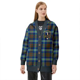 Scottish Cathcart Modern Clan Crest Tartan V neck Knitted Fleece Cardigans
