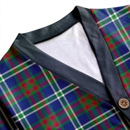 Scottish Cathcart Modern Clan Crest Tartan V neck Knitted Fleece Cardigans