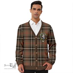 Scottish Cleghorn Weathered Clan Crest Tartan V neck Knitted Fleece Cardigans